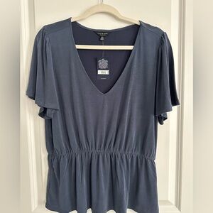 Lucky brand navy short sleeve top size large